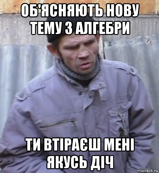 об'ясняють нову тему з алгебри ти втіраєш мені якусь діч