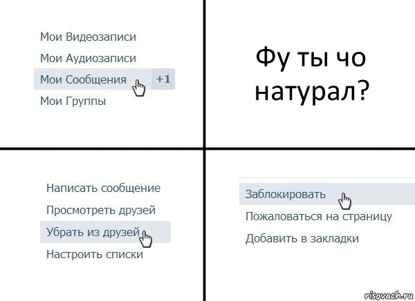 Фу ты чо натурал?, Комикс  Удалить из друзей