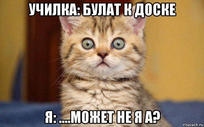 училка: булат к доске я: ....может не я а?