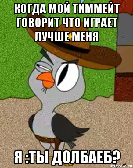 когда мой тиммейт говорит что играет лучше меня я :ты долбаеб?, Мем    Упоротая сова