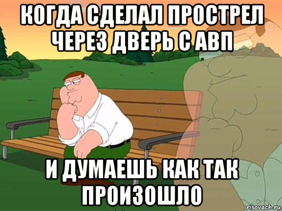 когда сделал прострел через дверь с авп и думаешь как так произошло, Мем Задумчивый Гриффин