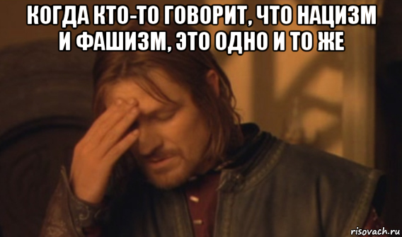 когда кто-то говорит, что нацизм и фашизм, это одно и то же , Мем Закрывает лицо