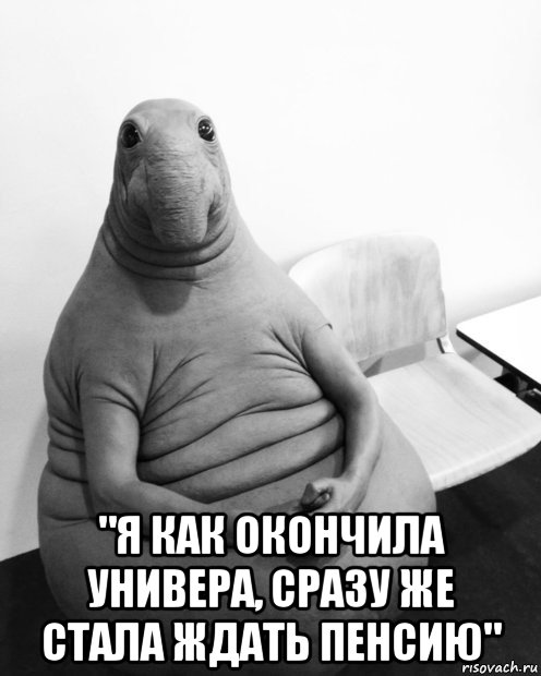  "я как окончила универа, сразу же стала ждать пенсию", Мем  Ждун