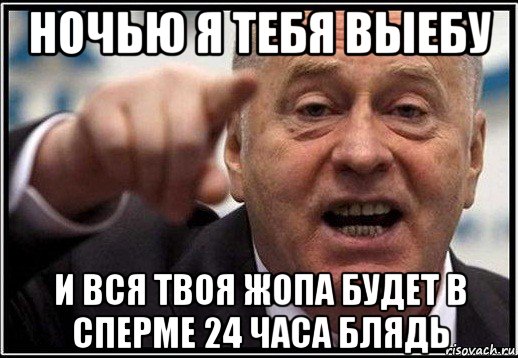 ночью я тебя выебу и вся твоя жопа будет в сперме 24 часа блядь, Мем жириновский ты