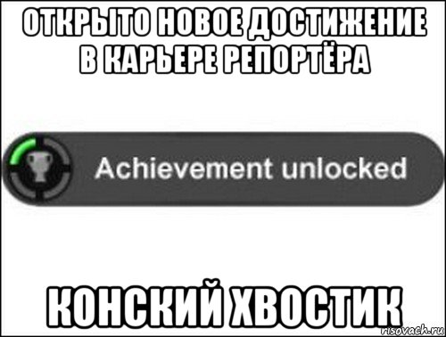 открыто новое достижение в карьере репортёра конский хвостик, Мем achievement unlocked