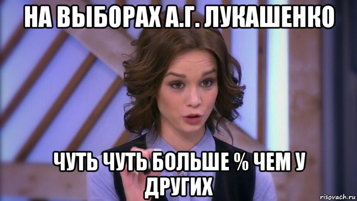 на выборах а.г. лукашенко чуть чуть больше % чем у других, Мем  Диана шурыгина вот такой