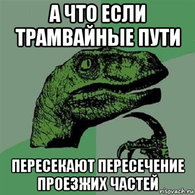 а что если трамвайные пути пересекают пересечение проезжих частей, Мем Филосораптор