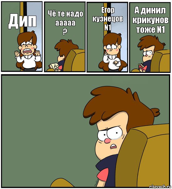 Дип Чё те надо ааааа
? Егор кузнецов N1 А динил крикунов тоже N1 , Комикс   гравити фолз