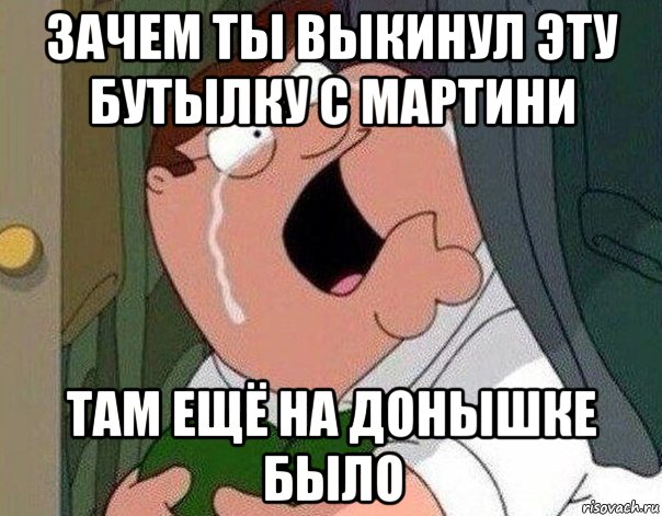 зачем ты выкинул эту бутылку с мартини там ещё на донышке было, Мем Гриффин плачет