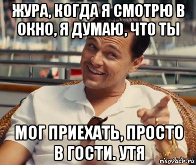 жура, когда я смотрю в окно, я думаю, что ты мог приехать, просто в гости. утя, Мем Хитрый Гэтсби