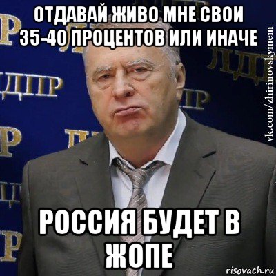 отдавай живо мне свои 35-40 процентов или иначе россия будет в жопе, Мем Хватит это терпеть (Жириновский)