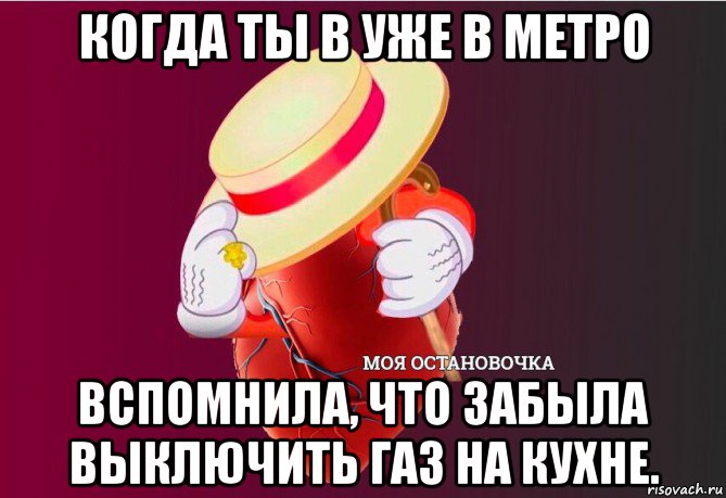 когда ты в уже в метро вспомнила, что забыла выключить газ на кухне., Мем   Моя остановочка