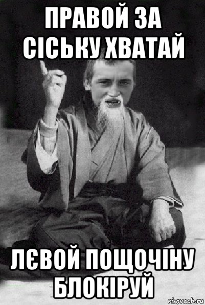 правой за сіську хватай лєвой пощочіну блокіруй, Мем Мудрий паца