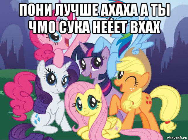 пони лучше ахаха а ты чмо сука нееет вхах , Мем My little pony