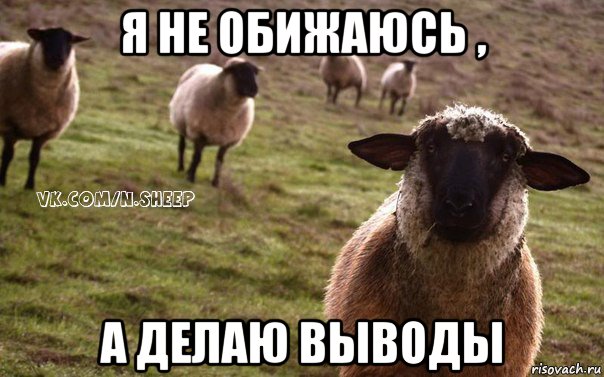 я не обижаюсь , а делаю выводы, Мем  Наивная Овца