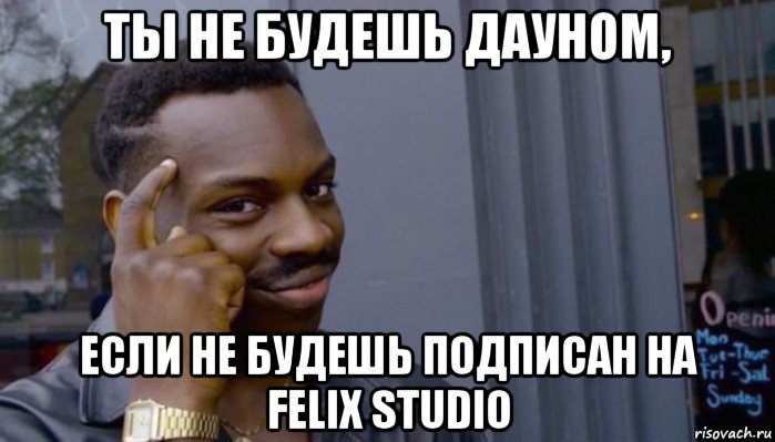 ты не будешь дауном, если не будешь подписан на felix studio, Мем Не делай не будет