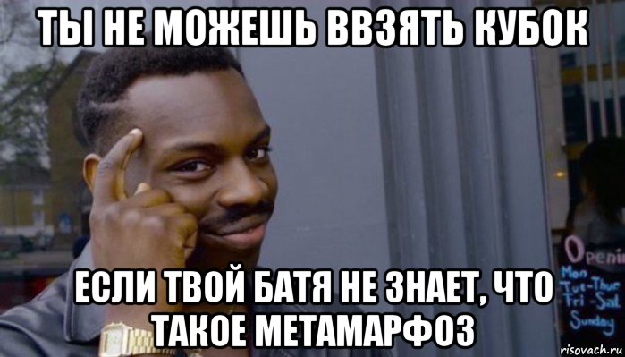 ты не можешь ввзять кубок если твой батя не знает, что такое метамарфоз, Мем Не делай не будет