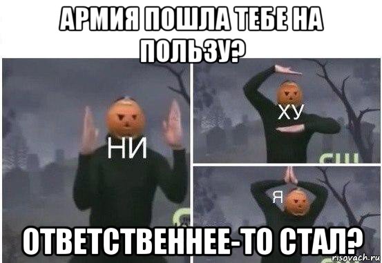 армия пошла тебе на пользу? ответственнее-то стал?, Мем  Ни ху Я