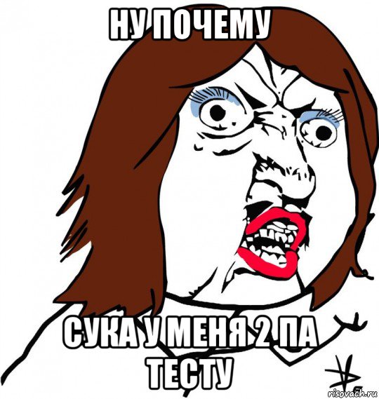 ну почему сука у меня 2 па тесту, Мем Ну почему (девушка)