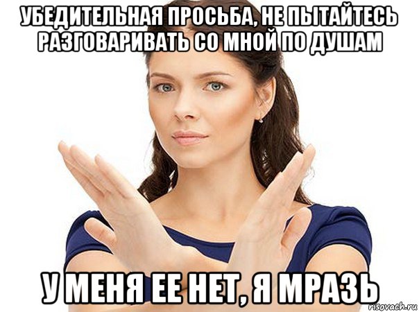 убедительная просьба, не пытайтесь разговаривать со мной по душам у меня ее нет, я мразь, Мем Огромная просьба