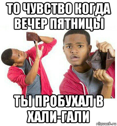 то чувство когда вечер пятницы ты пробухал в хали-гали, Мем  Пустой кошелек