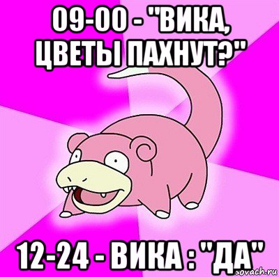 09-00 - "вика, цветы пахнут?" 12-24 - вика : "да"