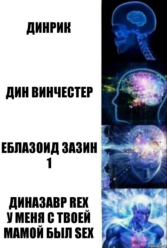 Динрик Дин Винчестер Еблазоид зазин 1 Диназавр rex
у меня с твоей мамой был sex, Комикс  Сверхразум