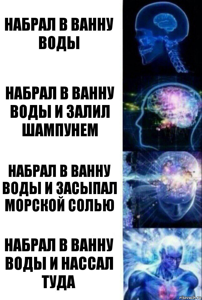 Набрал в ванну воды набрал в ванну воды и залил шампунем набрал в ванну воды и засыпал морской солью набрал в ванну воды и нассал туда, Комикс  Сверхразум