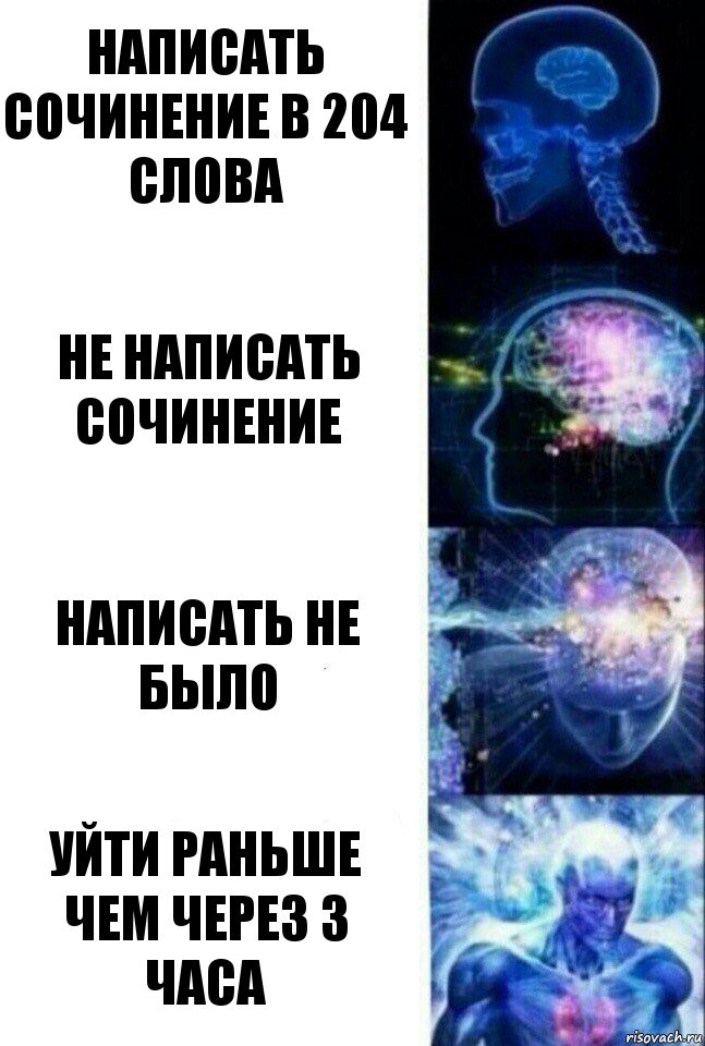 Написать сочинение в 204 слова Не написать сочинение Написать не было уйти раньше чем через 3 часа, Комикс  Сверхразум