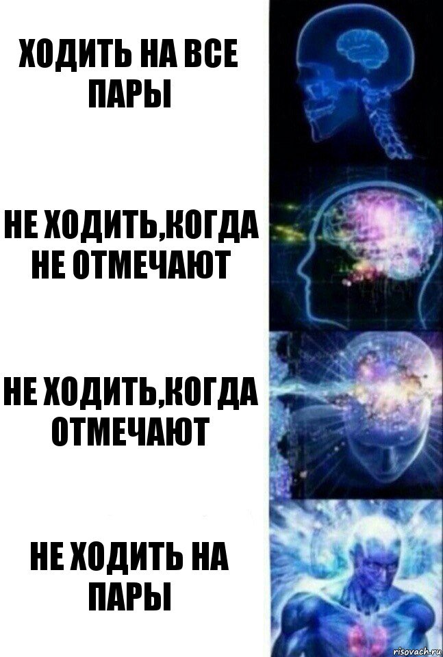 Ходить на все пары Не ходить,когда не отмечают Не ходить,когда отмечают Не ходить на пары, Комикс  Сверхразум