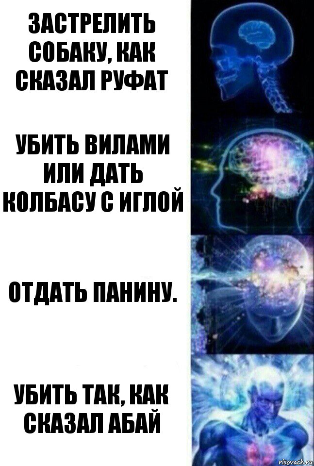 Застрелить собаку, как сказал Руфат Убить вилами или дать колбасу с иглой Отдать Панину. Убить так, как сказал Абай, Комикс  Сверхразум