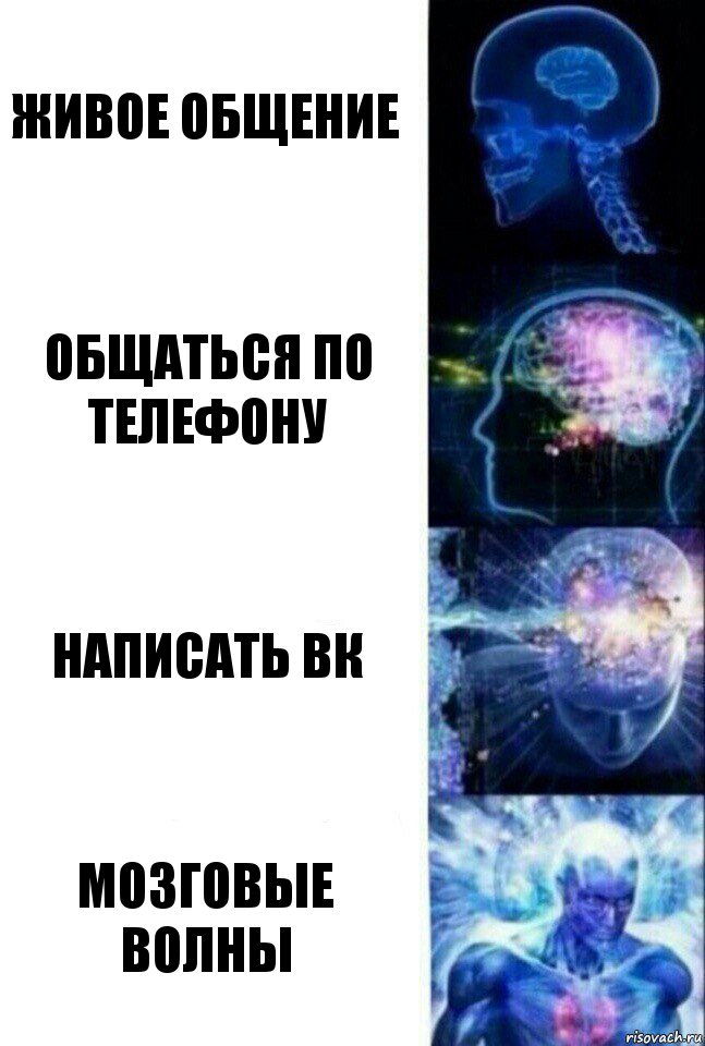 Живое общение Общаться по телефону Написать ВК Мозговые волны, Комикс  Сверхразум