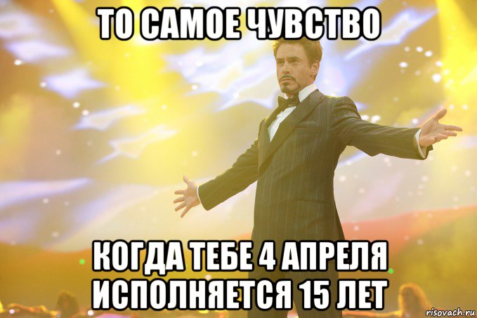 то самое чувство когда тебе 4 апреля исполняется 15 лет, Мем Тони Старк (Роберт Дауни младший)