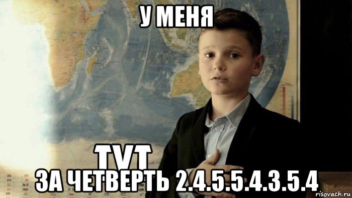 у меня за четверть 2.4.5.5.4.3.5.4, Мем Тут (школьник)