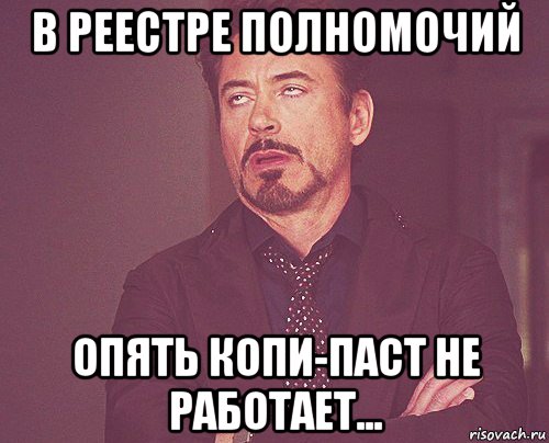 в реестре полномочий опять копи-паст не работает..., Мем твое выражение лица