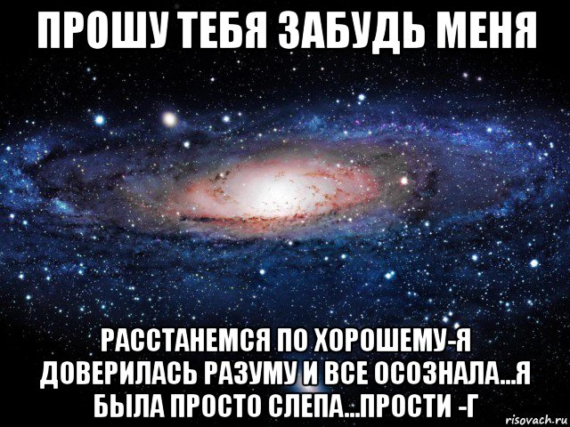 прошу тебя забудь меня расстанемся по хорошему-я доверилась разуму и все осознала...я была просто слепа...прости -г, Мем Вселенная