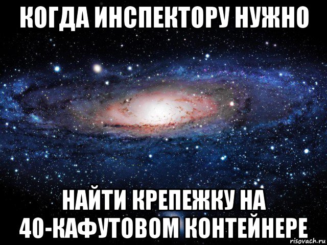 когда инспектору нужно найти крепежку на 40-кафутовом контейнере, Мем Вселенная