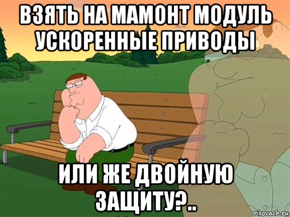 взять на мамонт модуль ускоренные приводы или же двойную защиту?.., Мем Задумчивый Гриффин