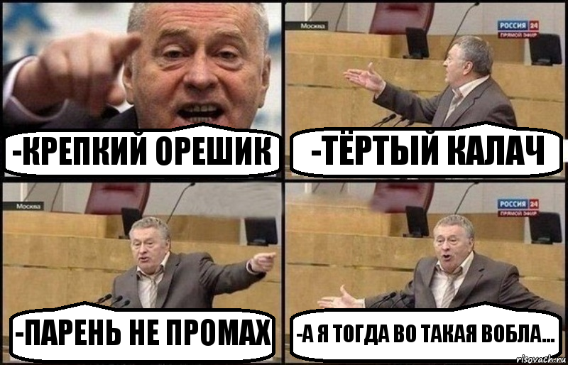 -КРЕПКИЙ ОРЕШИК -ТЁРТЫЙ КАЛАЧ -ПАРЕНЬ НЕ ПРОМАХ -А Я ТОГДА ВО ТАКАЯ ВОБЛА..., Комикс Жириновский