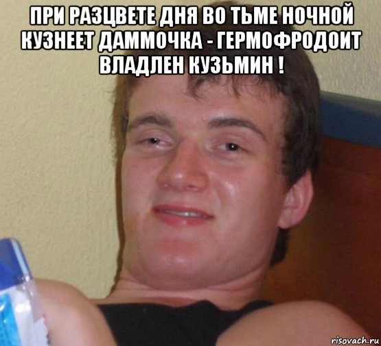 при разцвете дня во тьме ночной кузнеет даммочка - гермофродоит владлен кузьмин ! , Мем 10 guy (Stoner Stanley really high guy укуренный парень)