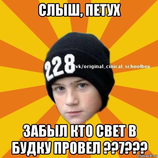 слыш, петух забыл кто свет в будку провел ??7???