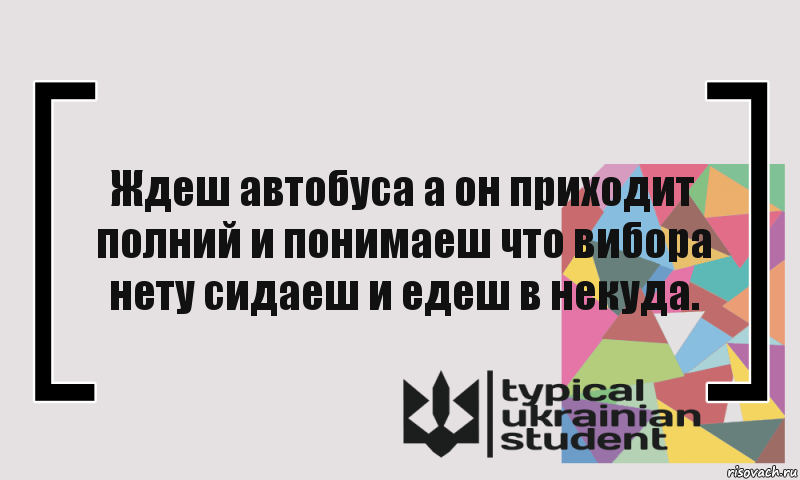 Ждеш автобуса а он приходит полний и понимаеш что вибора нету сидаеш и едеш в некуда., Комикс цитата