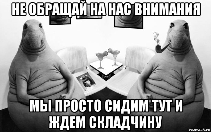 не обращай на нас внимания мы просто сидим тут и ждем складчину, Мем  Два ждуна