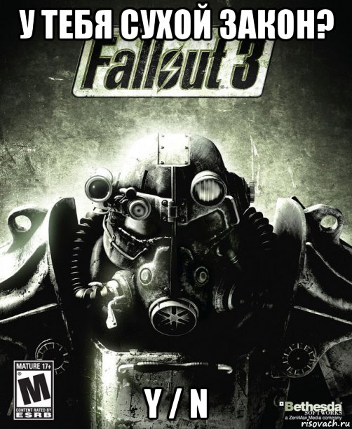 у тебя сухой закон? y / n, Мем Обложка Fallout 3