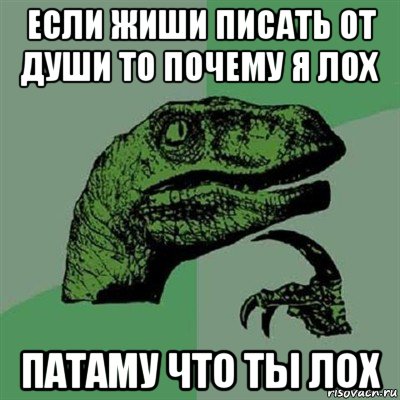 если жиши писать от души то почему я лох патаму что ты лох, Мем Филосораптор