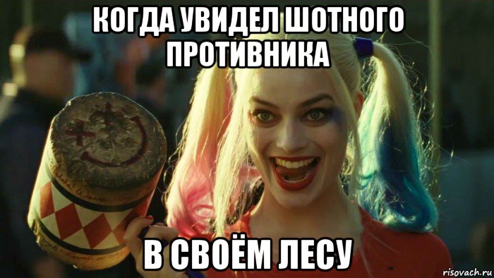 когда увидел шотного противника в своём лесу, Мем    Harley quinn