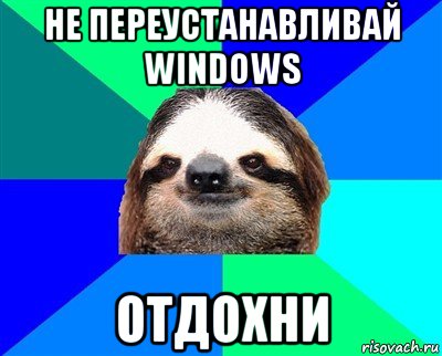 не переустанавливай windows отдохни, Мем Ленивец