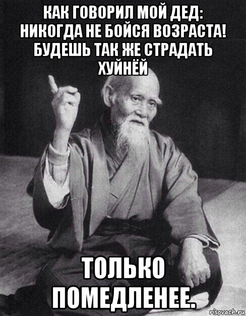 как говорил мой дед: никогда не бойся возраста! будешь так же страдать хуйнёй только помедленее., Мем Монах-мудрец (сэнсей)