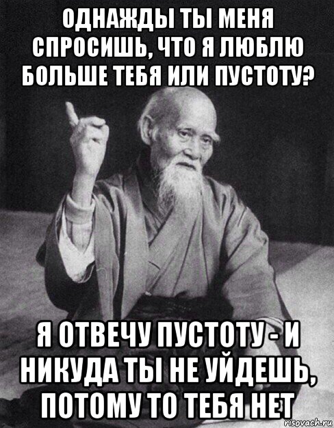 однажды ты меня спросишь, что я люблю больше тебя или пустоту? я отвечу пустоту - и никуда ты не уйдешь, потому то тебя нет, Мем Монах-мудрец (сэнсей)