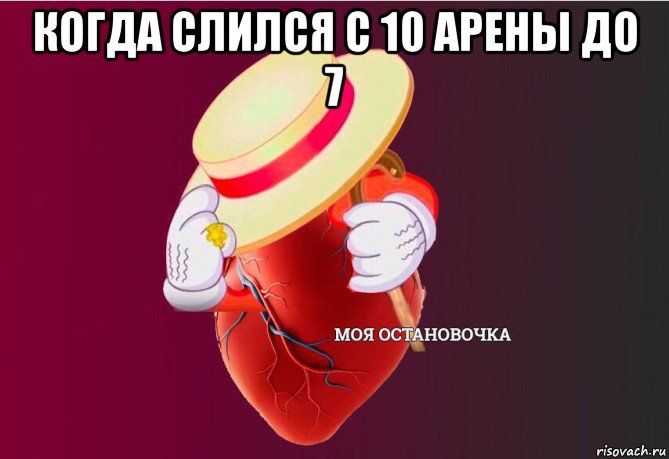 когда слился с 10 арены до 7 , Мем   Моя остановочка